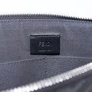 FENDI Zucca Canvas Clutch Bag PVC Black Silver 7N0100 Auth ki6931V-16