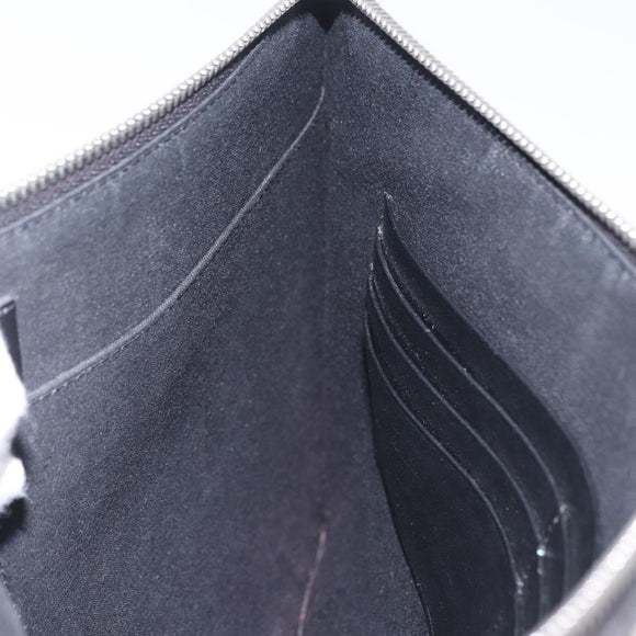 FENDI Zucca Canvas Clutch Bag PVC Black Silver 7N0100 Auth ki6931V