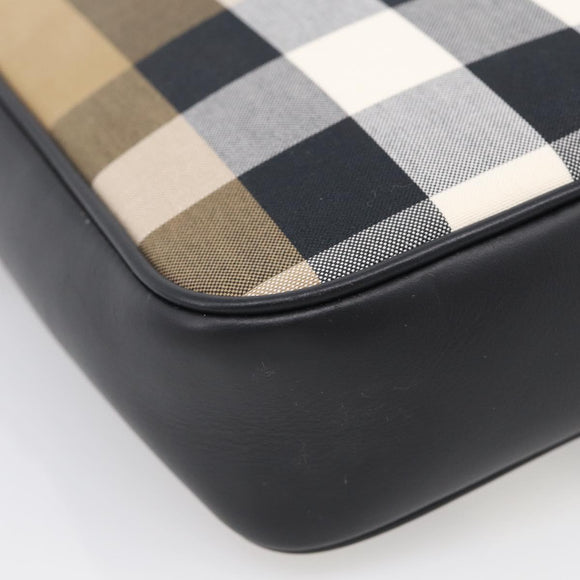BURBERRY Nova Check Shoulder Bag Canvas Beige Black Auth ki6938M
