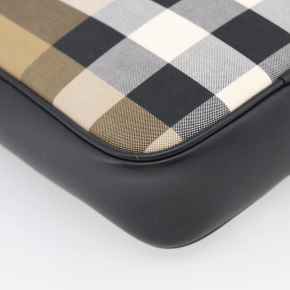 BURBERRY Nova Check Shoulder Bag Canvas Beige Black Auth ki6938M