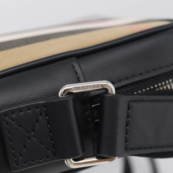 BURBERRY Nova Check Shoulder Bag Canvas Beige Black Auth ki6938M