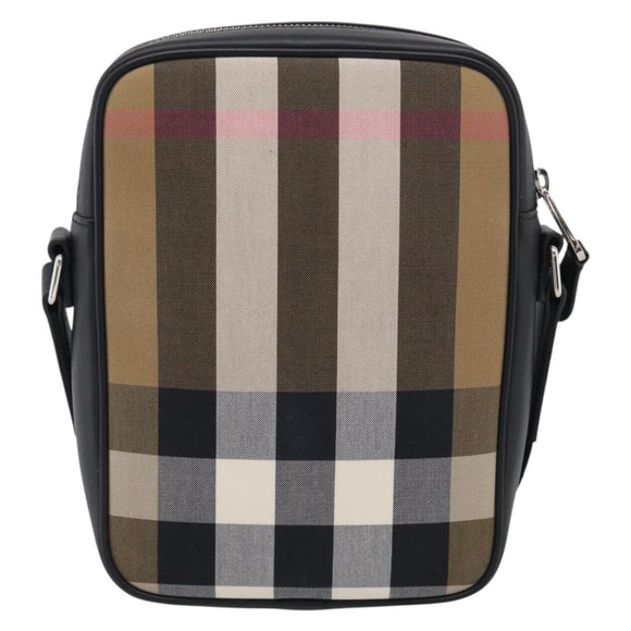 BURBERRY Nova Check Shoulder Bag Canvas Beige Black Auth ki6938M