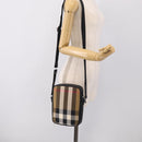BURBERRY Nova Check Shoulder Bag Canvas Beige Black Auth ki6938M-22