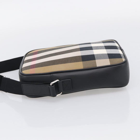 BURBERRY Nova Check Shoulder Bag Canvas Beige Black Auth ki6938M