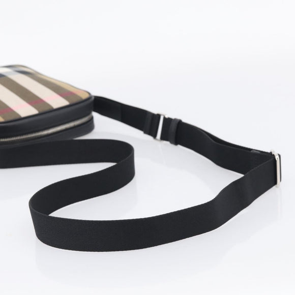 BURBERRY Nova Check Shoulder Bag Canvas Beige Black Auth ki6938M