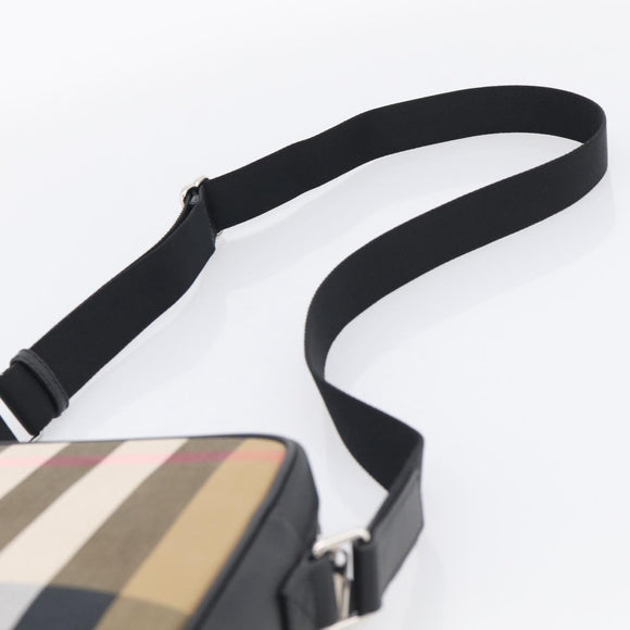 BURBERRY Nova Check Shoulder Bag Canvas Beige Black Auth ki6938M