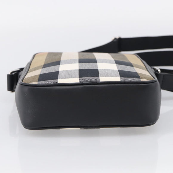 BURBERRY Nova Check Shoulder Bag Canvas Beige Black Auth ki6938M