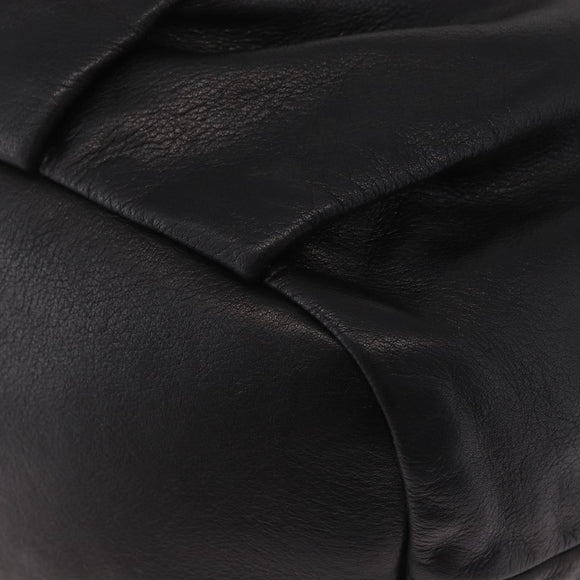 PRADA Tote Bag Leather 2way Black Gold Tone Auth ki6940V
