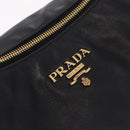 PRADA Tote Bag Leather 2way Black Gold Tone Auth ki6940V-17