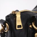 PRADA Tote Bag Leather 2way Black Gold Tone Auth ki6940V-19