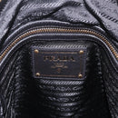 PRADA Tote Bag Leather 2way Black Gold Tone Auth ki6940V-20