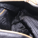 PRADA Tote Bag Leather 2way Black Gold Tone Auth ki6940V-22