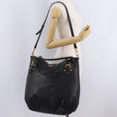 PRADA Tote Bag Leather 2way Black Gold Tone Auth ki6940V-27