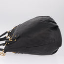 PRADA Tote Bag Leather 2way Black Gold Tone Auth ki6940V-5