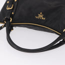 PRADA Tote Bag Leather 2way Black Gold Tone Auth ki6940V-7