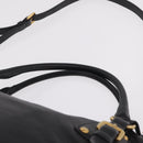 PRADA Tote Bag Leather 2way Black Gold Tone Auth ki6940V-8