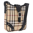 BURBERRY Nova Check Shoulder Bag PVC Leather Beige Silver Auth ki6942V-1