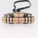BURBERRY Nova Check Shoulder Bag PVC Leather Beige Silver Auth ki6942V-12