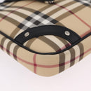 BURBERRY Nova Check Shoulder Bag PVC Leather Beige Silver Auth ki6942V-13