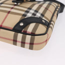 BURBERRY Nova Check Shoulder Bag PVC Leather Beige Silver Auth ki6942V-14
