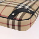 BURBERRY Nova Check Shoulder Bag PVC Leather Beige Silver Auth ki6942V-16