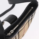 BURBERRY Nova Check Shoulder Bag PVC Leather Beige Silver Auth ki6942V-20