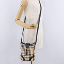 BURBERRY Nova Check Shoulder Bag PVC Leather Beige Silver Auth ki6942V-26