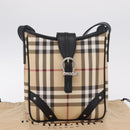 BURBERRY Nova Check Shoulder Bag PVC Leather Beige Silver Auth ki6942V-27