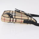 BURBERRY Nova Check Shoulder Bag PVC Leather Beige Silver Auth ki6942V-5