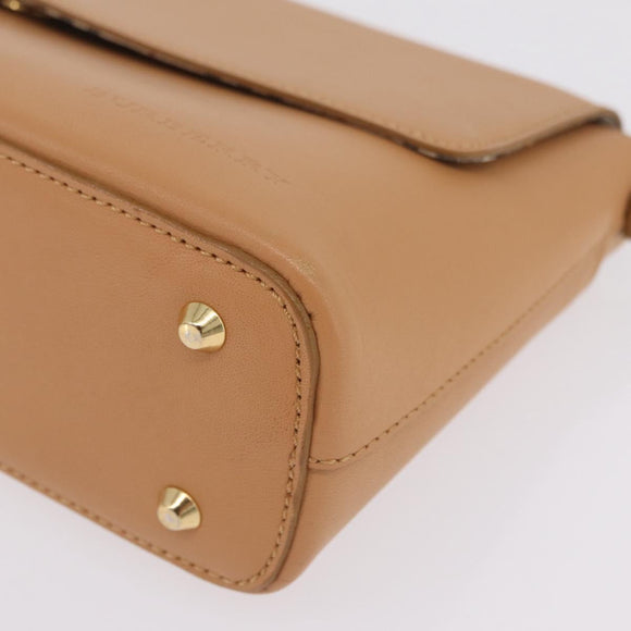 BURBERRY Nova Check Shoulder Bag Leather Beige Gold Tone Auth ki6943A