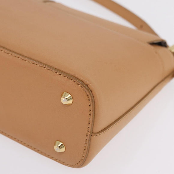 BURBERRY Nova Check Shoulder Bag Leather Beige Gold Tone Auth ki6943A