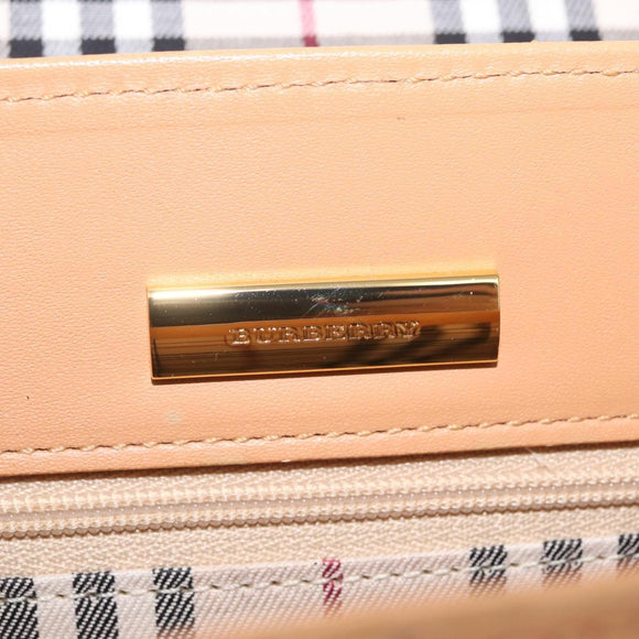 BURBERRY Nova Check Shoulder Bag Leather Beige Gold Tone Auth ki6943A