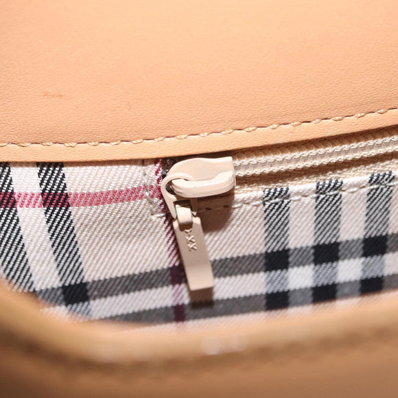 BURBERRY Nova Check Shoulder Bag Leather Beige Gold Tone Auth ki6943A