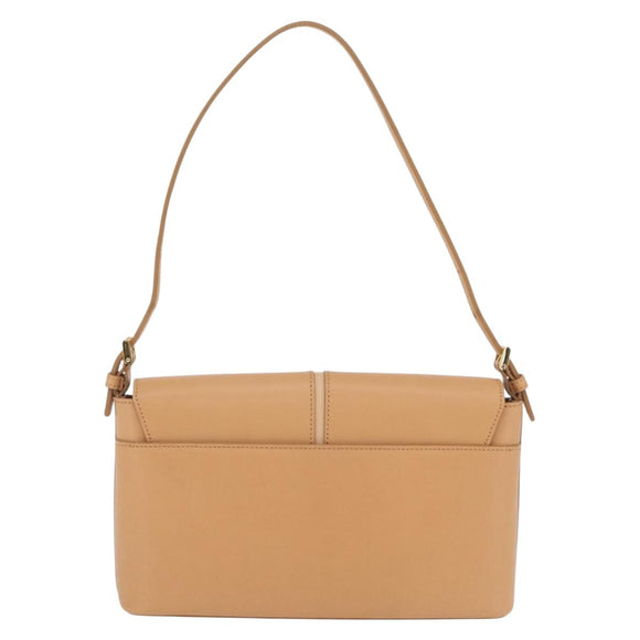 BURBERRY Nova Check Shoulder Bag Leather Beige Gold Tone Auth ki6943A