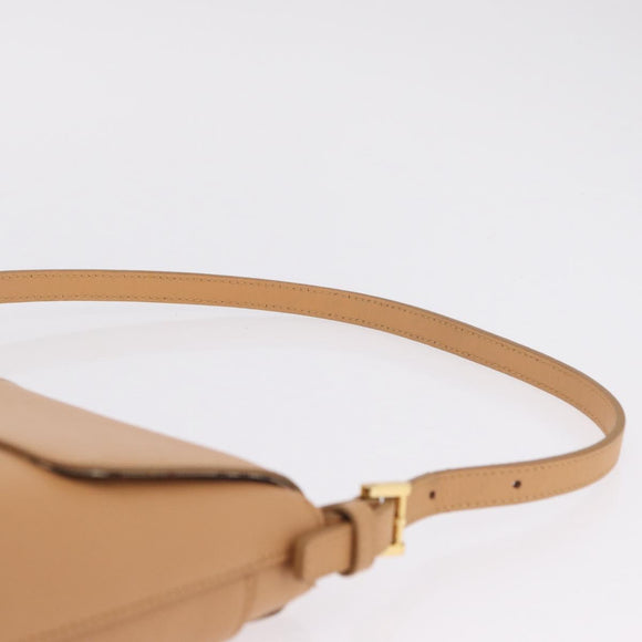 BURBERRY Nova Check Shoulder Bag Leather Beige Gold Tone Auth ki6943A