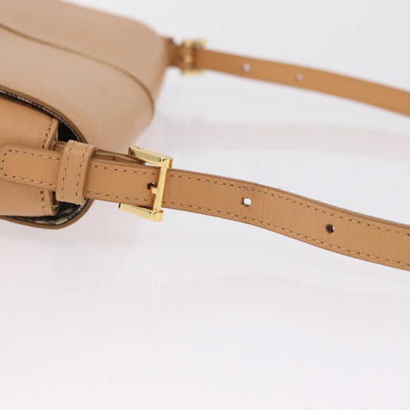 BURBERRY Nova Check Shoulder Bag Leather Beige Gold Tone Auth ki6943A