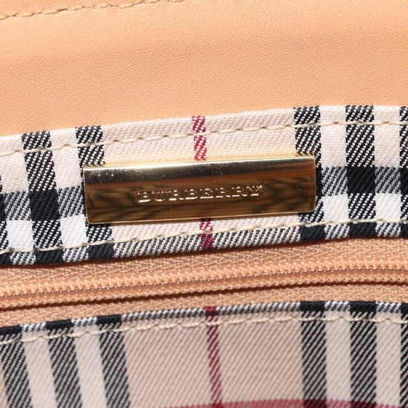BURBERRY Nova Check Shoulder Bag Leather Beige Gold Tone Auth ki6944A