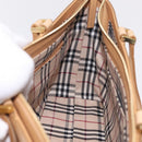 BURBERRY Nova Check Shoulder Bag Leather Beige Gold Tone Auth ki6944A-18