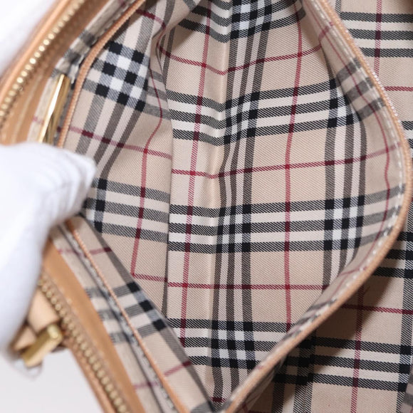 BURBERRY Nova Check Shoulder Bag Leather Beige Gold Tone Auth ki6944A