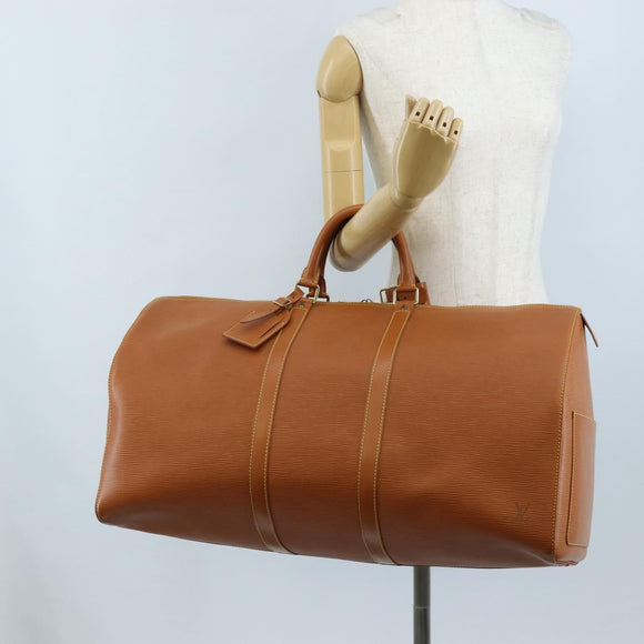 LOUIS VUITTON Epi Keepall 55 Boston Bag Zipangu Gold M42958 LV Auth ki6949V