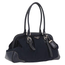 PRADA Boston Bag Nylon Navy Silver Auth ki6952V-1