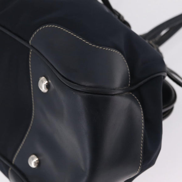 PRADA Boston Bag Nylon Navy Silver Auth ki6952V