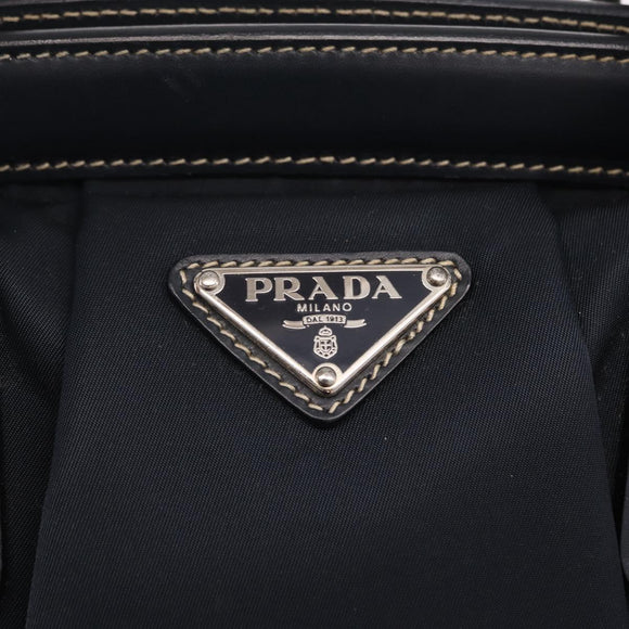 PRADA Boston Bag Nylon Navy Silver Auth ki6952V