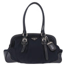 PRADA Boston Bag Nylon Navy Silver Auth ki6952V-2