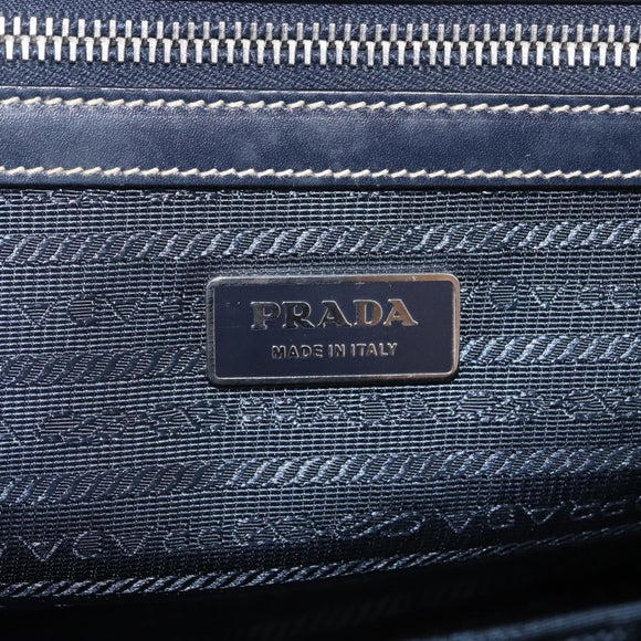 PRADA Boston Bag Nylon Navy Silver Auth ki6952V