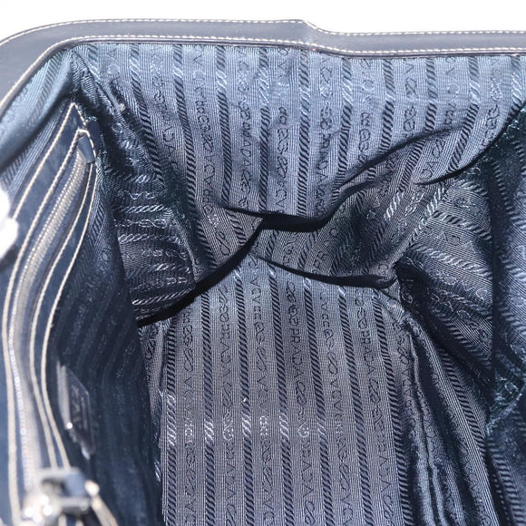 PRADA Boston Bag Nylon Navy Silver Auth ki6952V