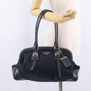 PRADA Boston Bag Nylon Navy Silver Auth ki6952V-28