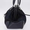 PRADA Boston Bag Nylon Navy Silver Auth ki6952V-5