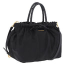 PRADA Tote Bag Nylon 2way Black Gold Tone Auth ki6955V-1
