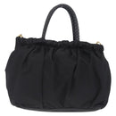 PRADA Tote Bag Nylon 2way Black Gold Tone Auth ki6955V-3